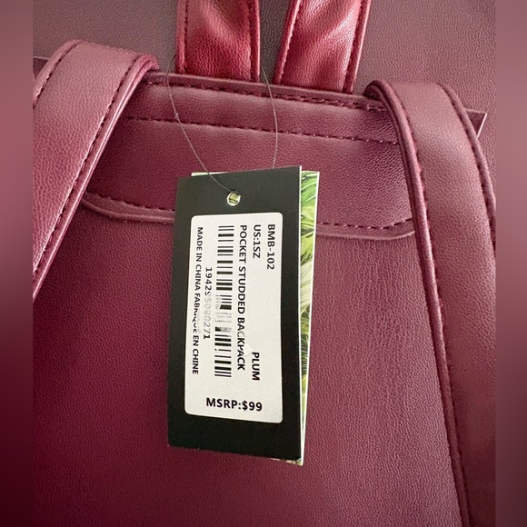 NWT Badgley Mischka Deep Wine Backpack - Picture 3 of 4